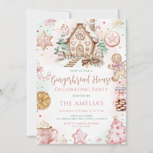 ジンジャーブレッ飾ドハウスクリスマスパーティー 招待状 (正面)