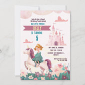 ジンジャープリンセスライディングユニコーンパーティの招待状 招待状 (正面)