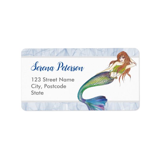 ジンジャーヘアの美しいレインボーマーメイド ラベル (正面)