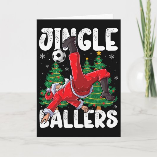 ジンジャーベルズ サンタ 足元 クリスマス サッカー チェック柄  カード (正面)