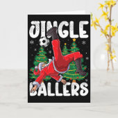 ジンジャーベルズ サンタ 足元 クリスマス サッカー チェック柄  カード (黄色い花)