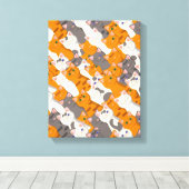 ジンジャーホワイト黒猫の対角パターン キャンバスプリント (インサイチュ (ウッドフロア))