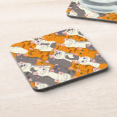 ジンジャーホワイト黒猫の対角パターン コースター (左側)