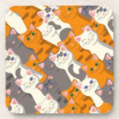 ジンジャーホワイト黒猫の対角パターン コースター (正面)