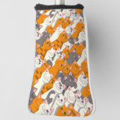 ジンジャーホワイト黒猫の対角パターン ゴルフヘッドカバー (回転90)