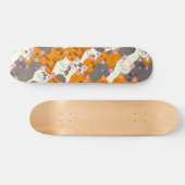 ジンジャーホワイト黒猫の対角パターン スケートボード (横)