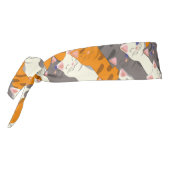 ジンジャーホワイト黒猫の対角パターン タイヘッドバンド (回転270)