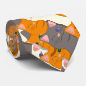 ジンジャーホワイト黒猫の対角パターン ネクタイ (ロール)