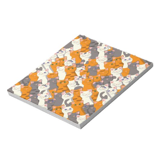 ジンジャーホワイト黒猫の対角パターン ノートパッド (回転)