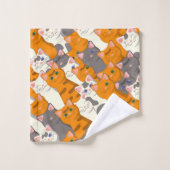 ジンジャーホワイト黒猫の対角パターン バスタオルセット (ウォッシュタオル)