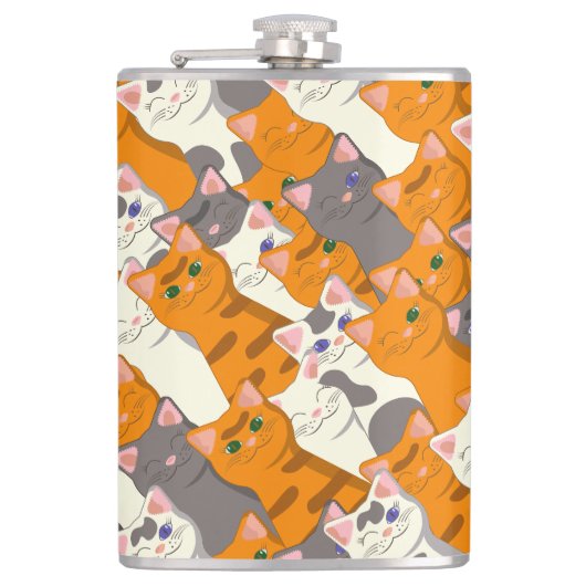 ジンジャーホワイト黒猫の対角パターン フラスク (正面)