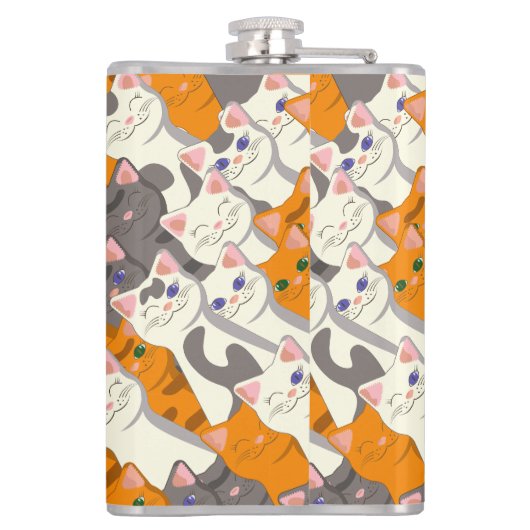 ジンジャーホワイト黒猫の対角パターン フラスク (裏面)