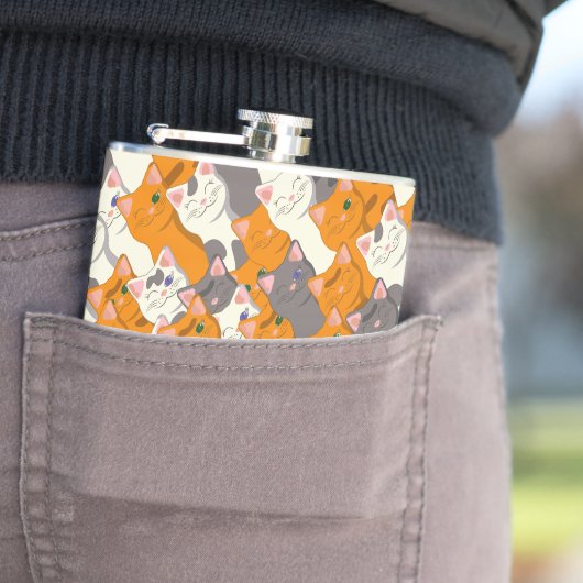 ジンジャーホワイト黒猫の対角パターン フラスク (インサイチュ)