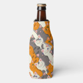 ジンジャーホワイト黒猫の対角パターン ボトルクーラー (ボトル正面)