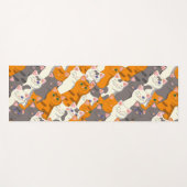 ジンジャーホワイト黒猫の対角パターン ヨガマット (正面(横))