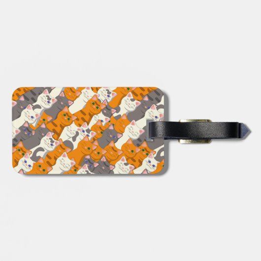 ジンジャーホワイト黒猫の対角パターン ラゲッジタグ (裏面横)