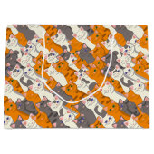 ジンジャーホワイト黒猫の対角パターン ラージペーパーバッグ (正面)