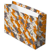 ジンジャーホワイト黒猫の対角パターン ラージペーパーバッグ (正面アングル)