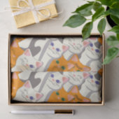 ジンジャーホワイト黒猫の対角パターン 薄葉紙 (ギフト)