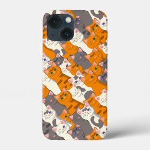 ジンジャーホワイト黒猫の対角パターン iPhone 13 MINIケース