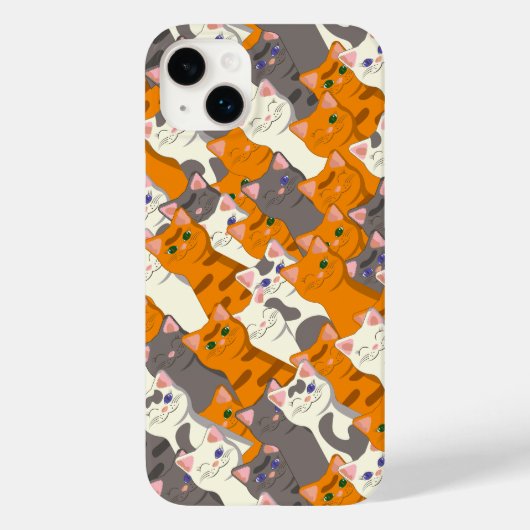 ジンジャーホワイト黒猫の対角パターン Case-Mate iPhoneケース (裏面)