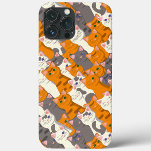 ジンジャーホワイト黒猫の対角パターン iPhone 13 PRO MAXケース