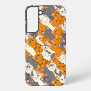 ジンジャーホワイト黒猫の対角パターン SAMSUNG GALAXY S22+ケース