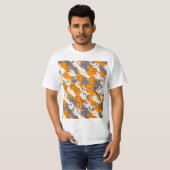 ジンジャーホワイト黒猫の対角パターン Tシャツ (正面フル)