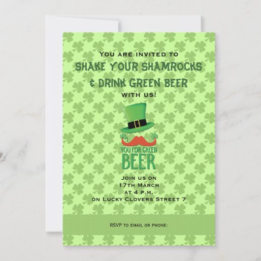 ジンジャームスターシェユーグリーンビールクローバー招待状 招待状 (正面)