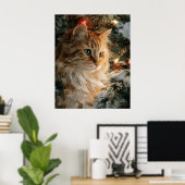 ジンジャーメインクーンクリスマス ポスター (ホームオフィス)