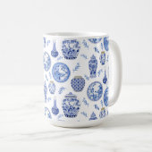 ジンジャー中国のジャースブルーとホワイトフローラヴィンテージ コーヒーマグカップ (正面右)