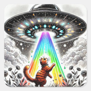 ジンジャー子猫とUFO スクエアシール