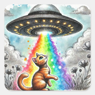 ジンジャー子猫とUFO スクエアシール