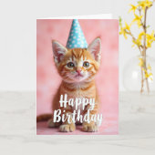 ジンジャー子猫の誕生日カード カード (黄色い花)