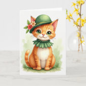 ジンジャー子猫ボウラーハットカード カード (黄色い花)