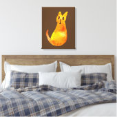 ジンジャー猫かわいい水の色のイラストレーションアート キャンバスプリント (インサイチュ (寝室))