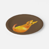 ジンジャー猫かわいい水の色のイラストレーションアート ペーパープレート (アングル)