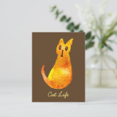 ジンジャー猫かわいい水の色のイラストレーションアート ポストカード (スタンド正面)