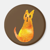 ジンジャー猫かわいい水の色のイラストレーションアート マグネット (正面)