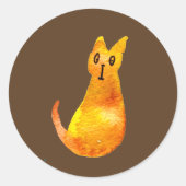 ジンジャー猫かわいい水の色のイラストレーションアート ラウンドシール (正面)
