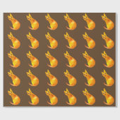 ジンジャー猫かわいい水の色のイラストレーションアート ラッピングペーパー (フラット)