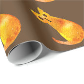 ジンジャー猫かわいい水の色のイラストレーションアート ラッピングペーパー (ロールコーナー)