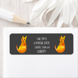 ジンジャー猫かわいい水の色のイラストレーションアート ラベル