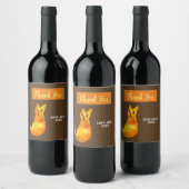 ジンジャー猫かわいい水の色のイラストレーションアート ワインラベル (ボトル)