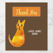 ジンジャー猫かわいい水の色のイラストレーションアート ワインラベル (シングルラベル)