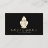 ジンジャー瓶の陶器のロゴデザイナーブラック/金ゴールド 名刺 (正面)
