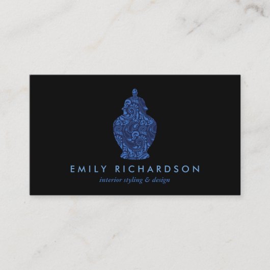 ジンジャー瓶の陶器のロゴデザイナー黒/青 名刺 (正面)