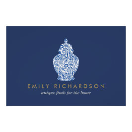 ジンジャー瓶の陶器の青/白のロゴダウンロード ポスター