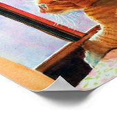 ジンジャー虎猫オンフローラテーブルクロス ポスター (角)