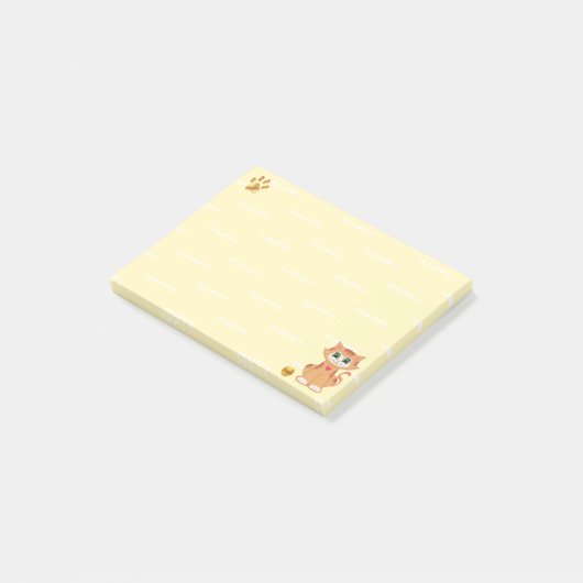 ジンジャー虎猫キティ猫マンガオンイエロー ポストイット (アングル)